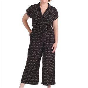 Hayden Womens Black Patterned Tie Front Jumpsuit S